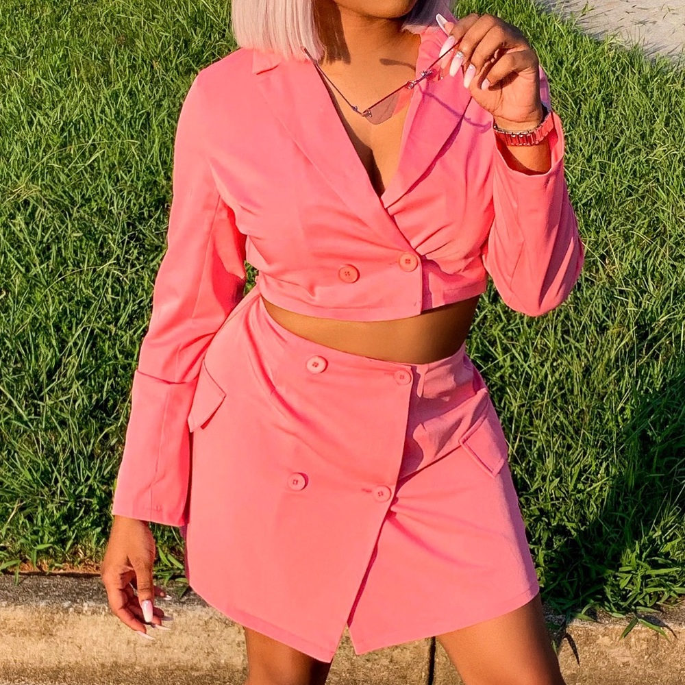 Two piece blazer skirt set